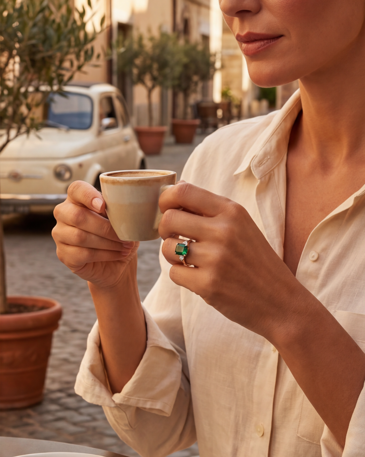 Berthe | Bague avec une pierre verte