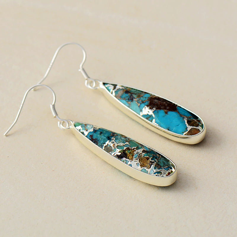 Boucles d'oreilles en jaspe turquoise chic