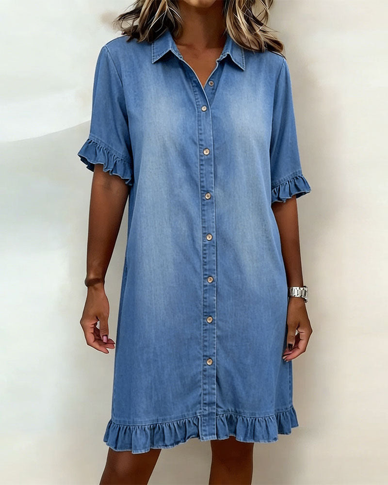 Clara | Robe en Denim Confortable avec Plis Flatteurs