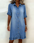 Maria | Robe en Denim Confortable avec Plis Flatteurs