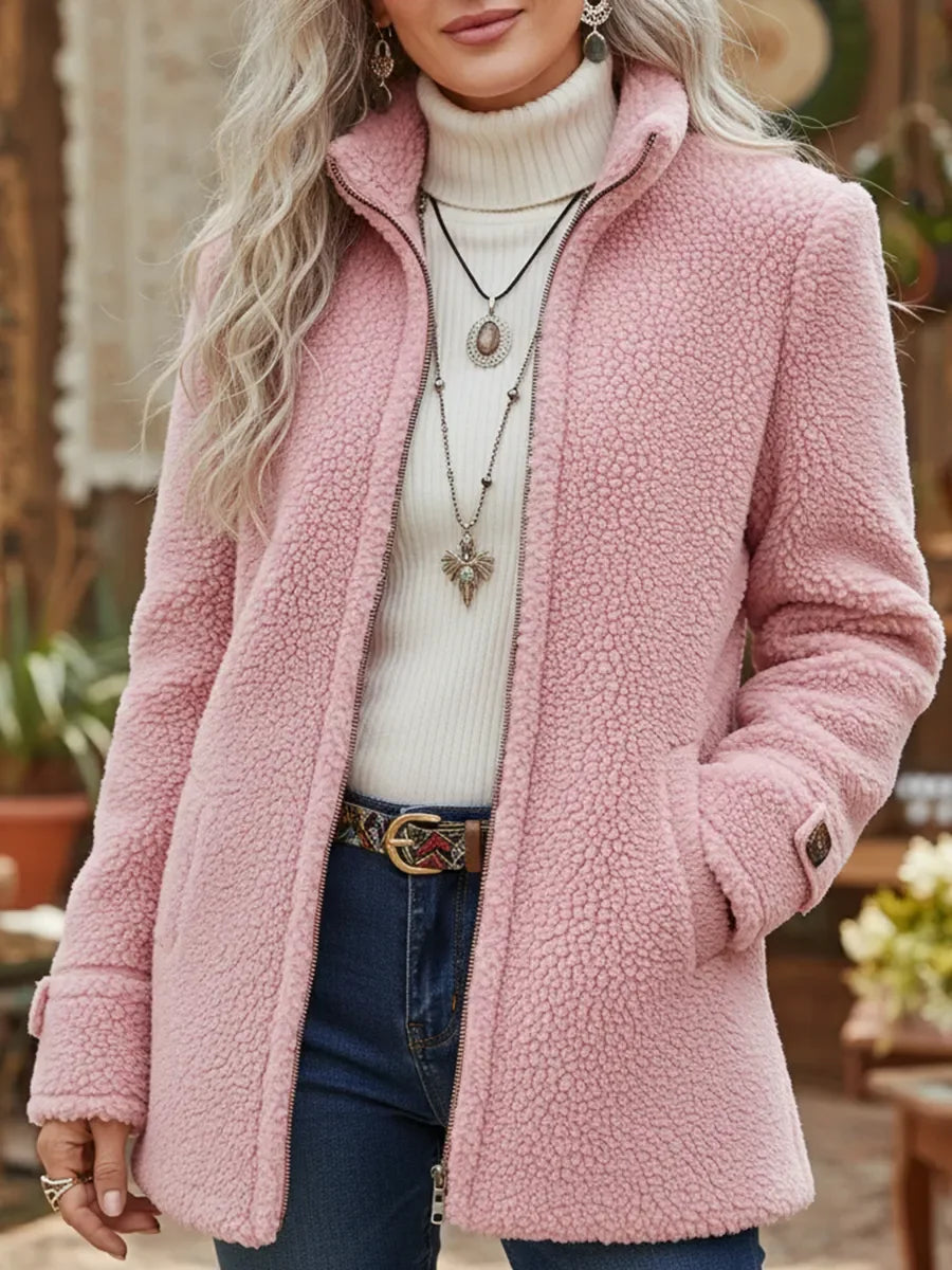 Annelies | manteau intermédiaire doux avec fermeture éclair