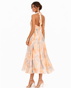 Aurora | Robe avec Col Halter et Imprimé Aquarelle