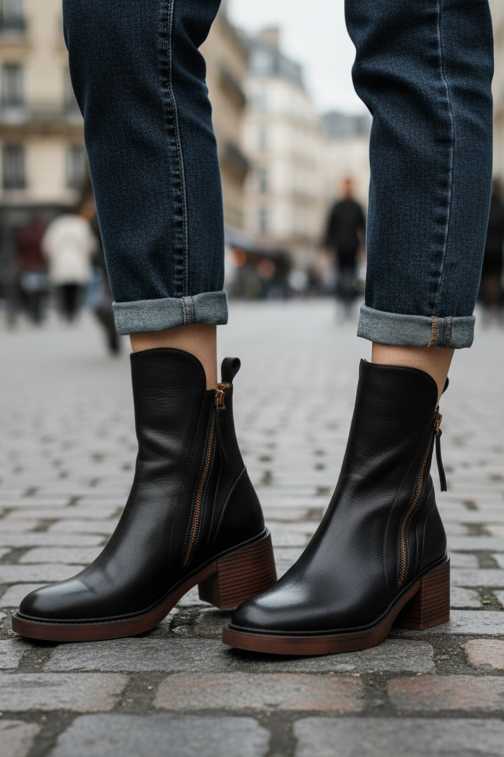 Valorine | Bottes en cuir noir