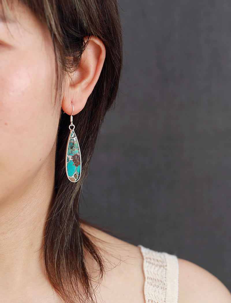 Boucles d'oreilles en jaspe turquoise chic