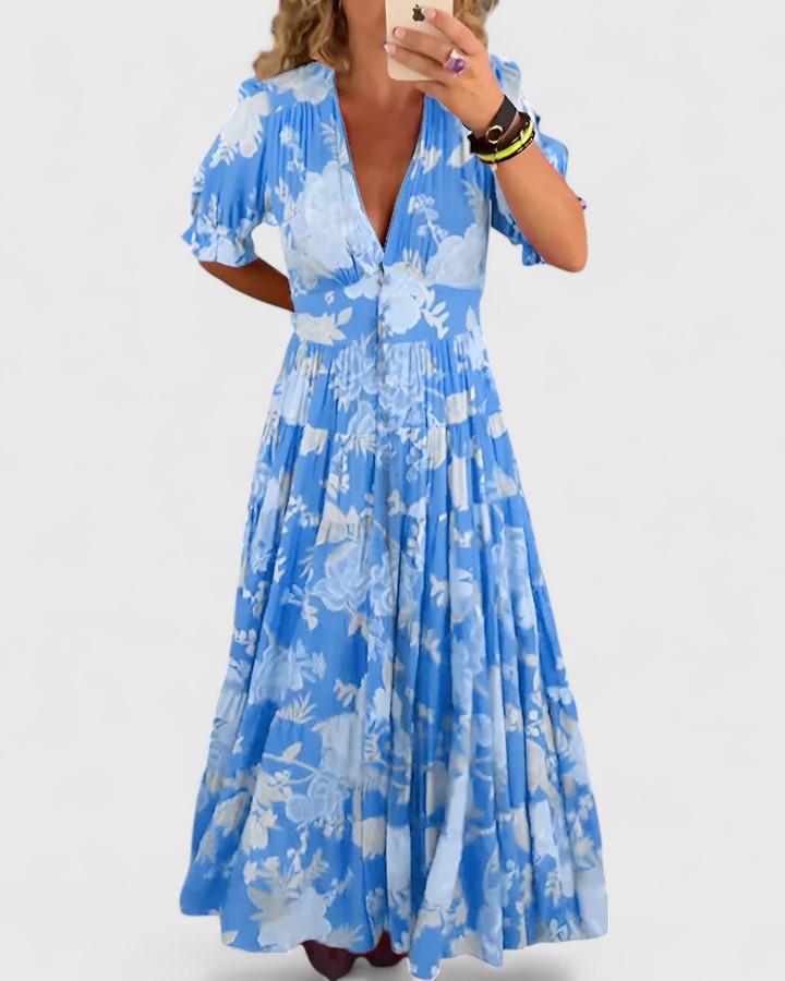 Mónica | Robe florale avec décolleté en V