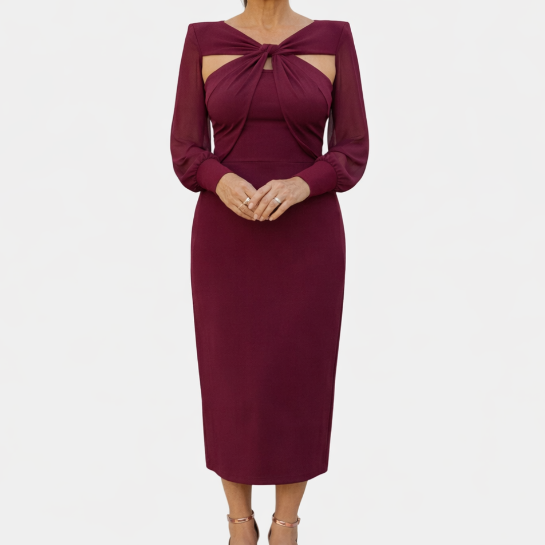 Lucie | Robe Midi Croisée avec Manches