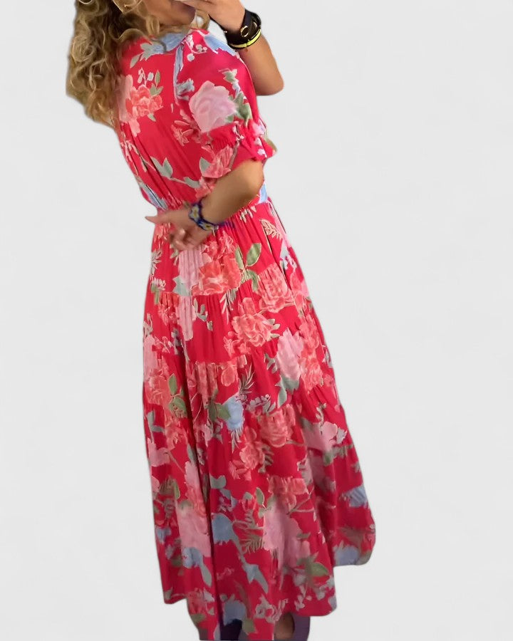 Mónica | Robe florale avec décolleté en V