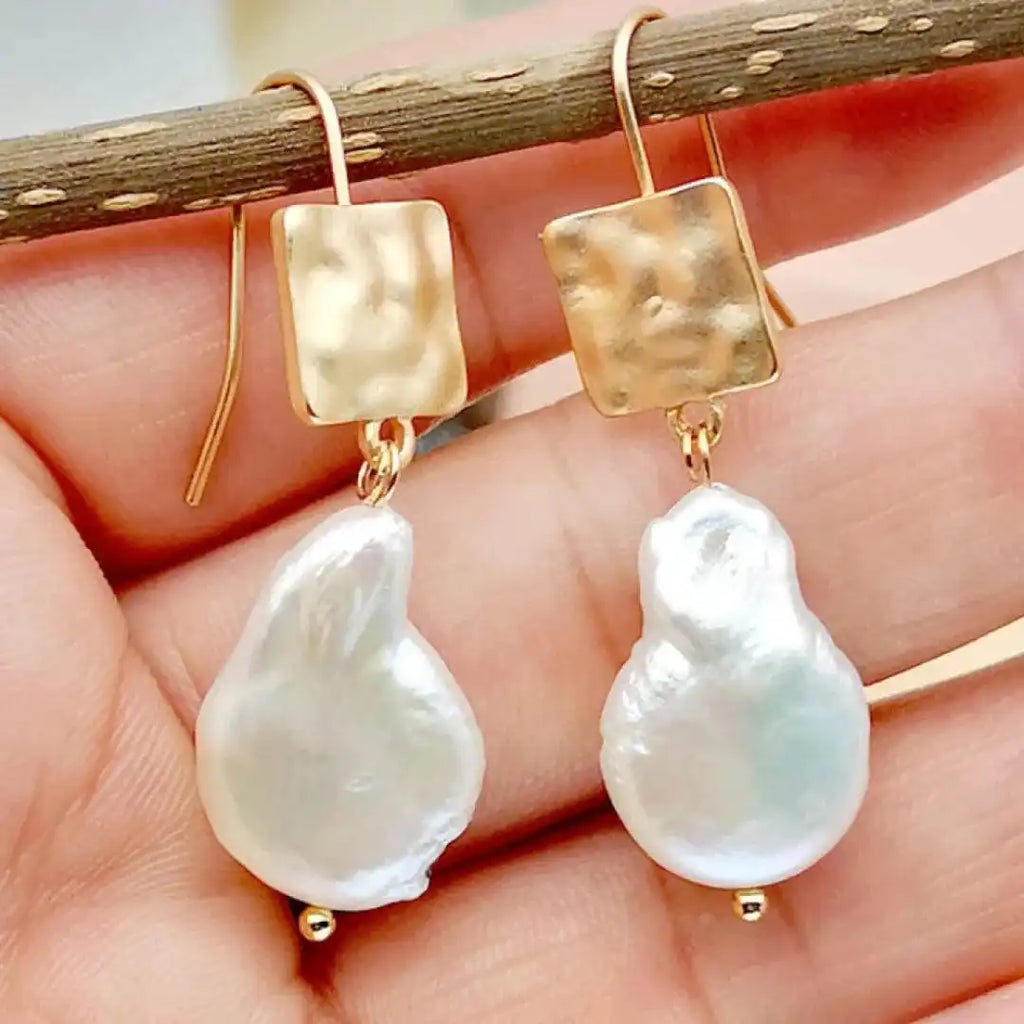 Boucles d'oreilles rétro en perles d'eau douce