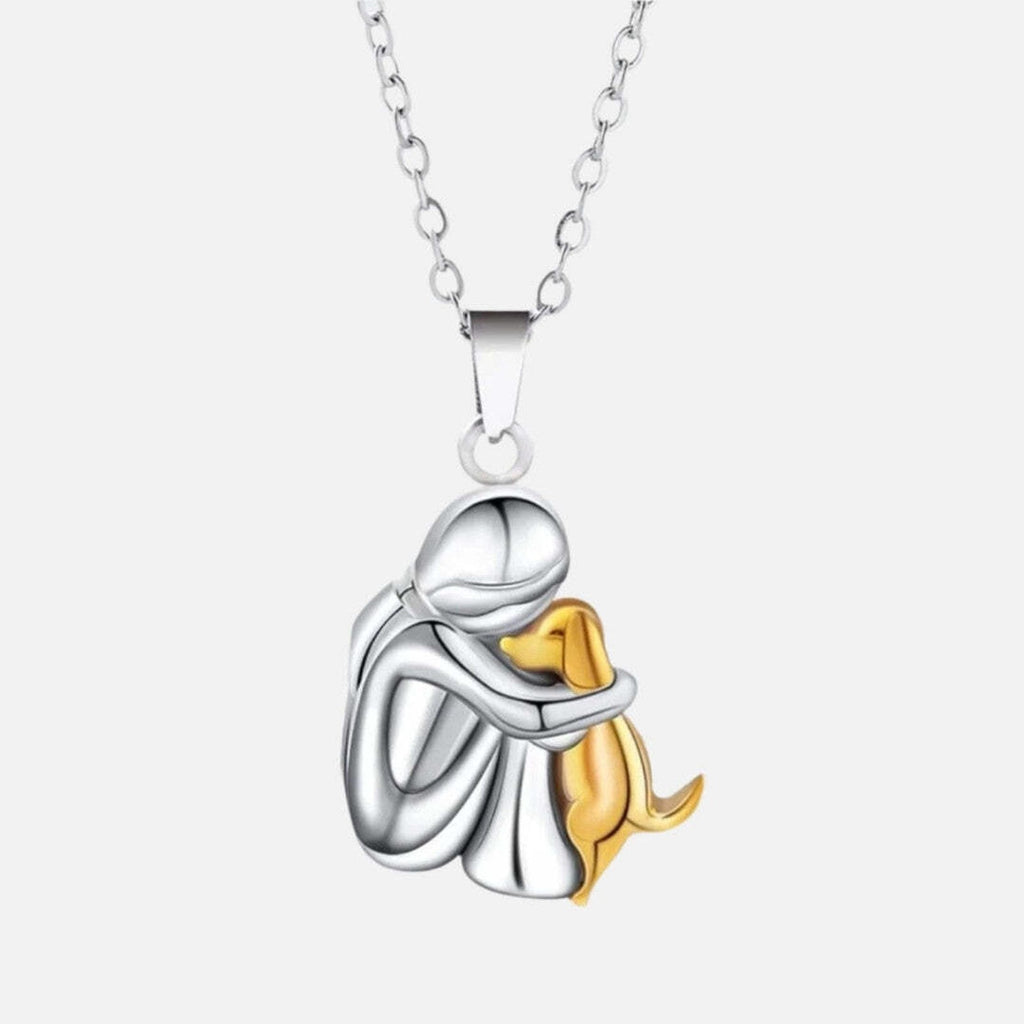 "Pour Toujours dans Ton Cœur" Collier avec Pendentif d'Étreinte de Chien