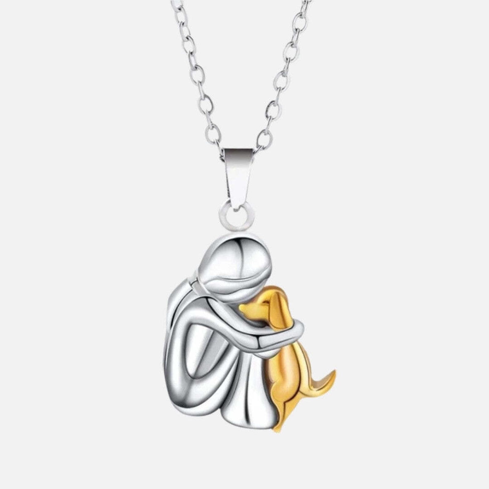 "Pour Toujours dans Ton Cœur" Collier avec Pendentif d'Étreinte de Chien