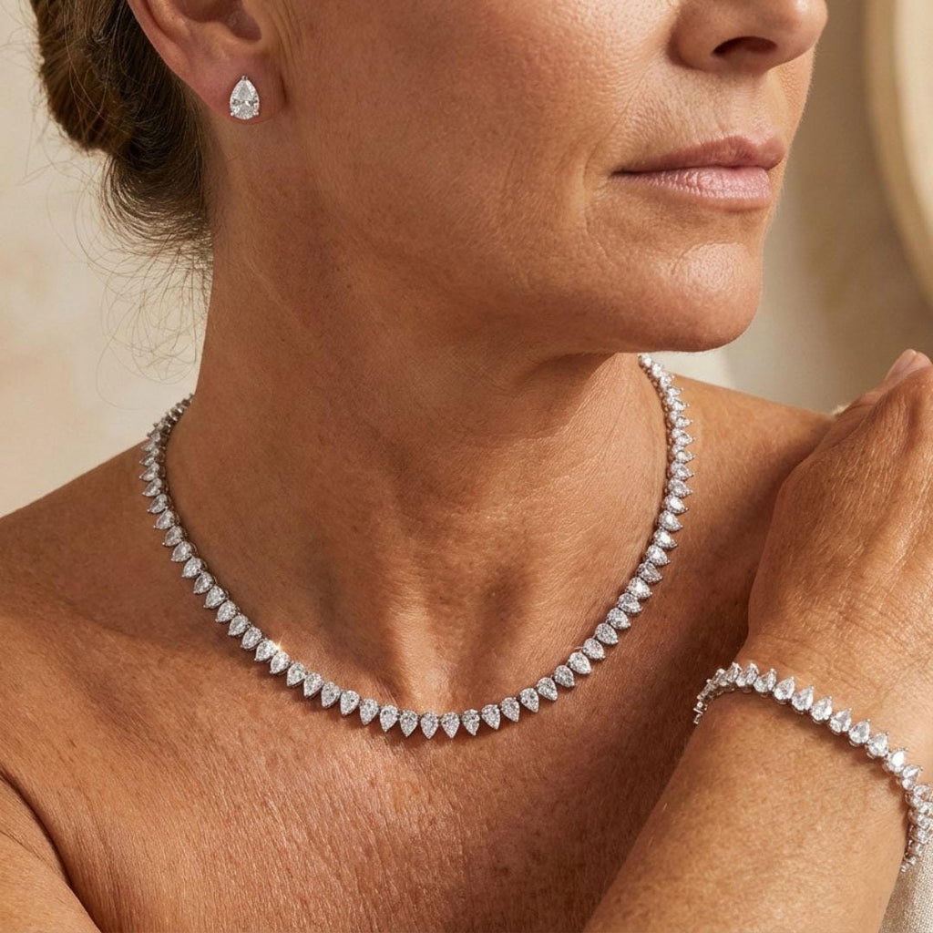 Magnifique Ensemble de Mariée en Zirconia Cubique Transparent