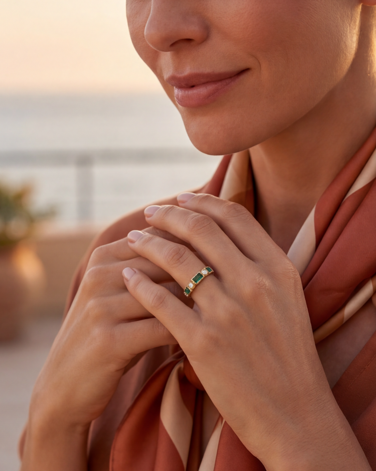 Pascale | Bague vec des pierres vertes