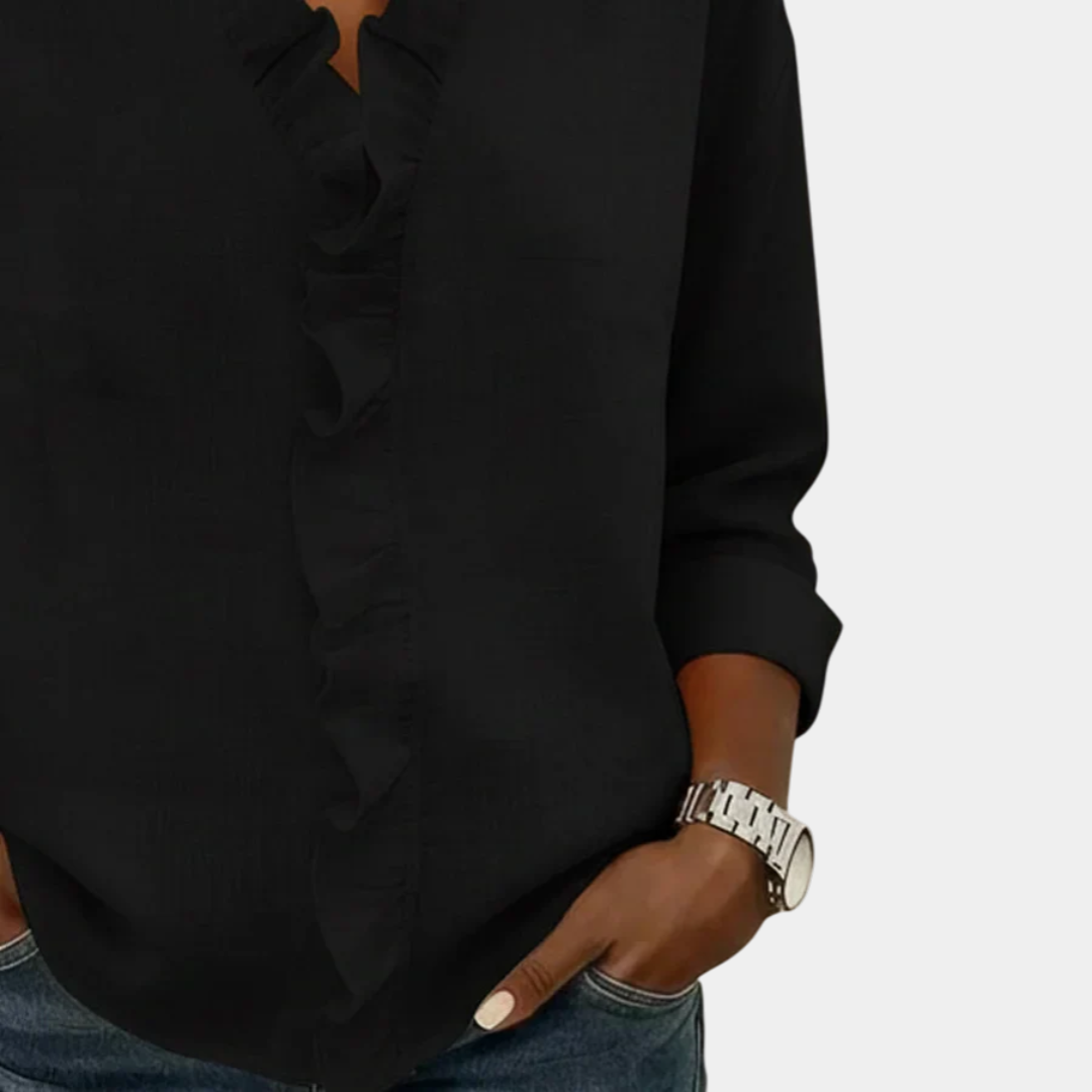 Flavie | Blouse avec décolleté en V et volants délicats