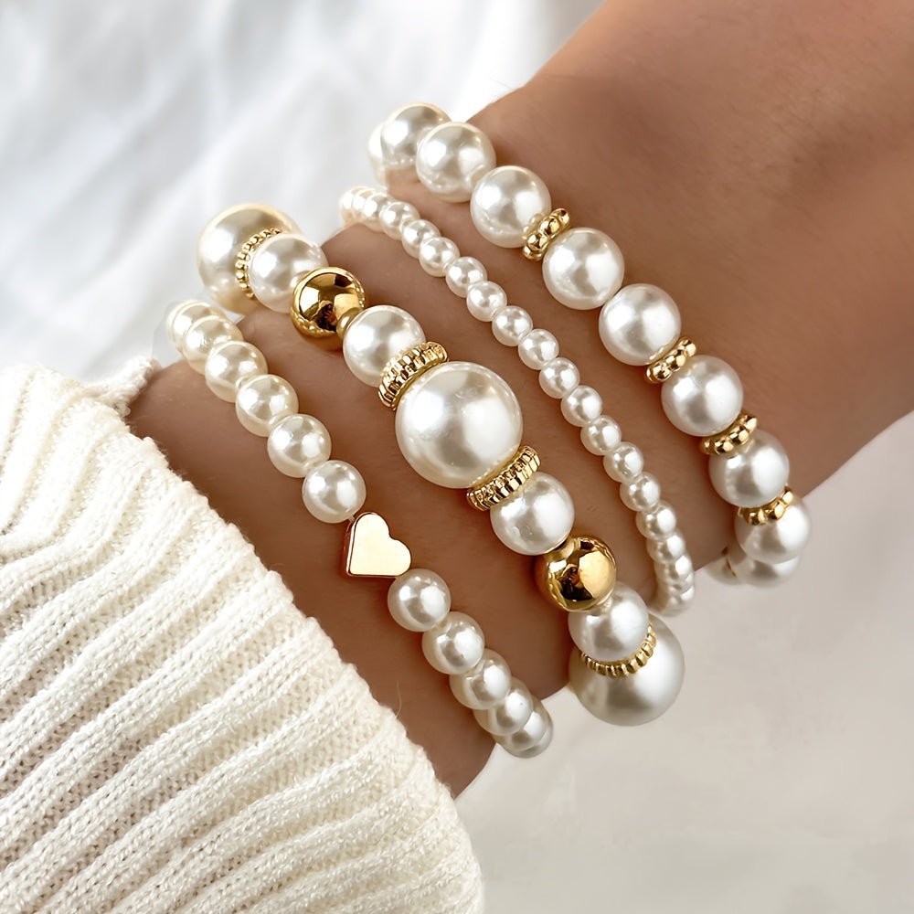 Ensemble de bracelets élégants en forme de cœur avec perles
