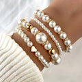 Ensemble de bracelets élégants en forme de cœur avec perles