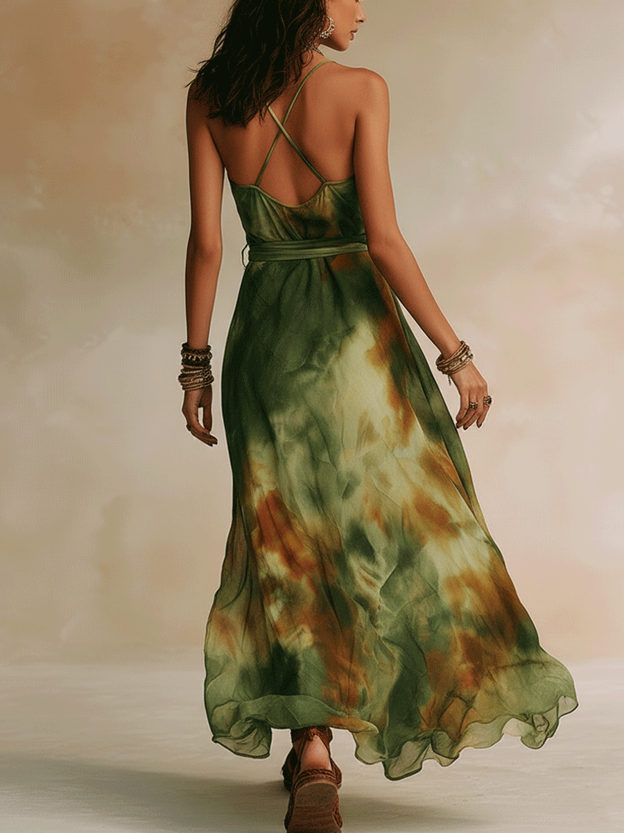 ELIRA | Maxi Robe Vert Abstrait