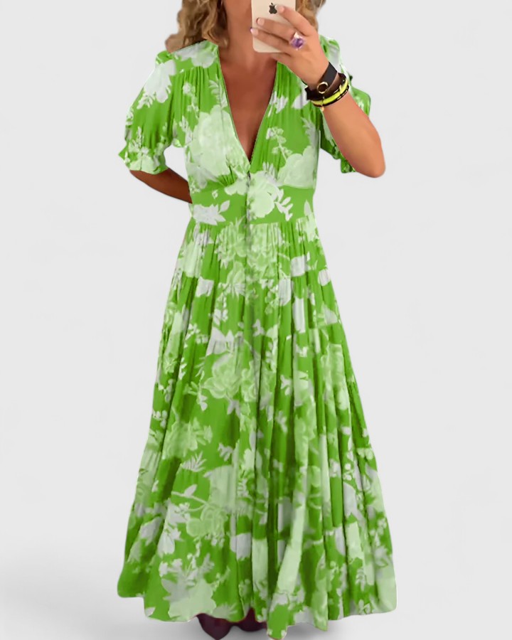 Mónica | Robe florale avec décolleté en V