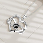 Collier Infinity Cœur & Patte en Argent Sterling 925 avec Pierres Zirconia