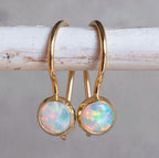 Boucles d'Oreilles en Opale Blanche Plaqué Or Intemporelles