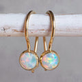 Boucles d'Oreilles en Opale Blanche Dorées