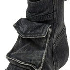 Vega - Bottines de design cargo en tissu denim