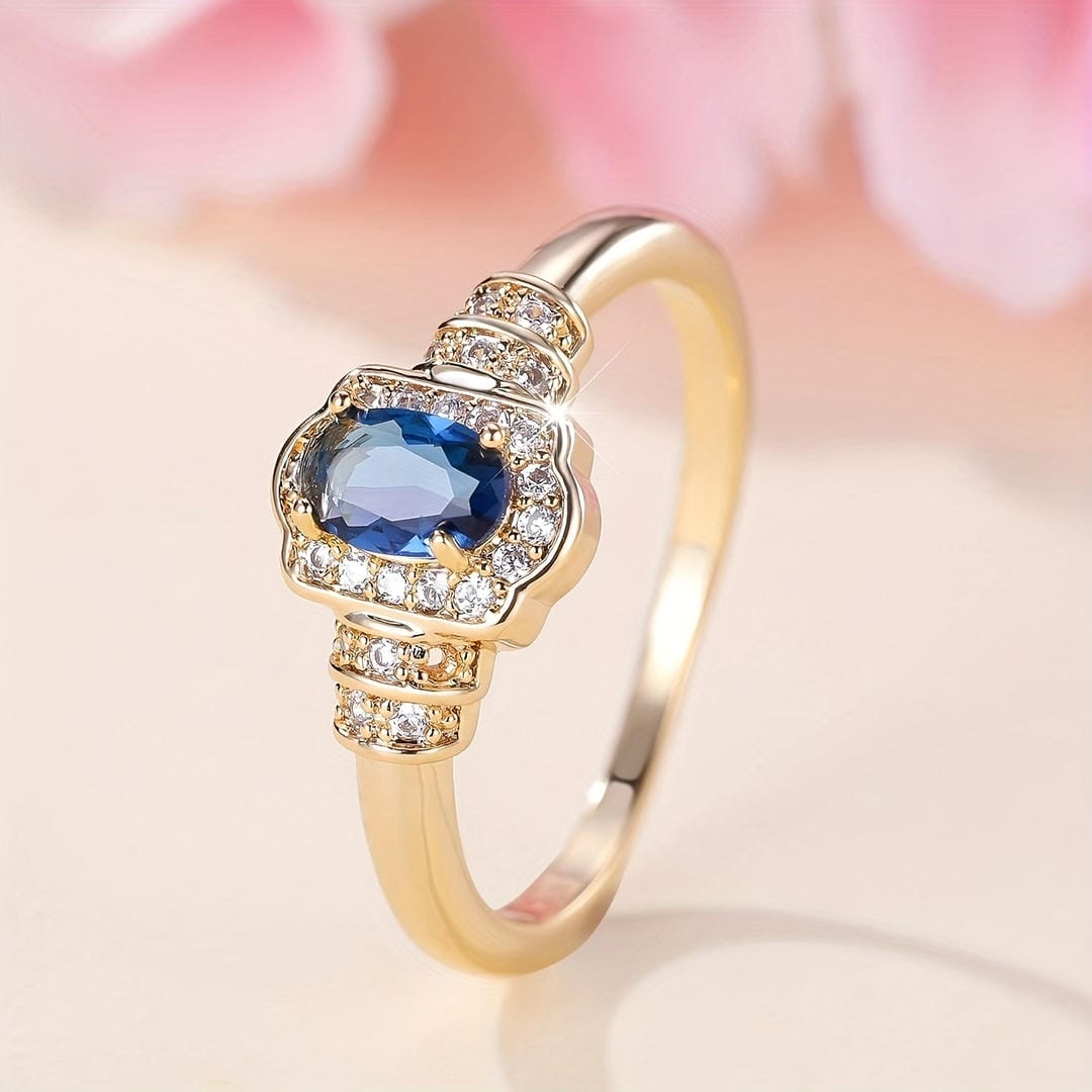 Bague en Cristal Halo de Saphir Héritage
