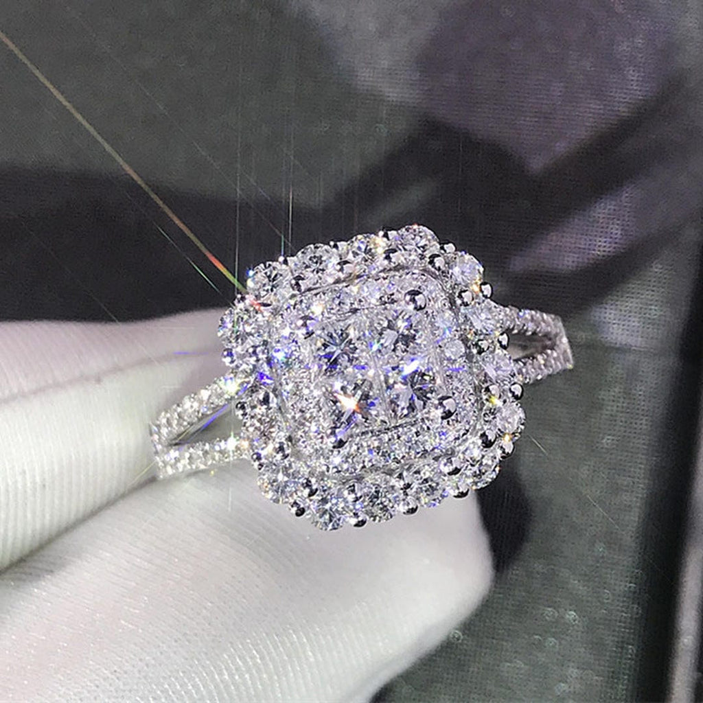 Bague de Mariage en Zirconium en Forme Carrée