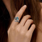 Bague Ajustable en Argent avec Turquoise et Libellule