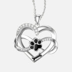 Collier Infinity Cœur & Patte en Argent Sterling 925 avec Pierres Zirconia