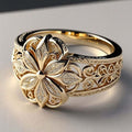 Bague en Or avec Zirconites au Design Floral Exotique