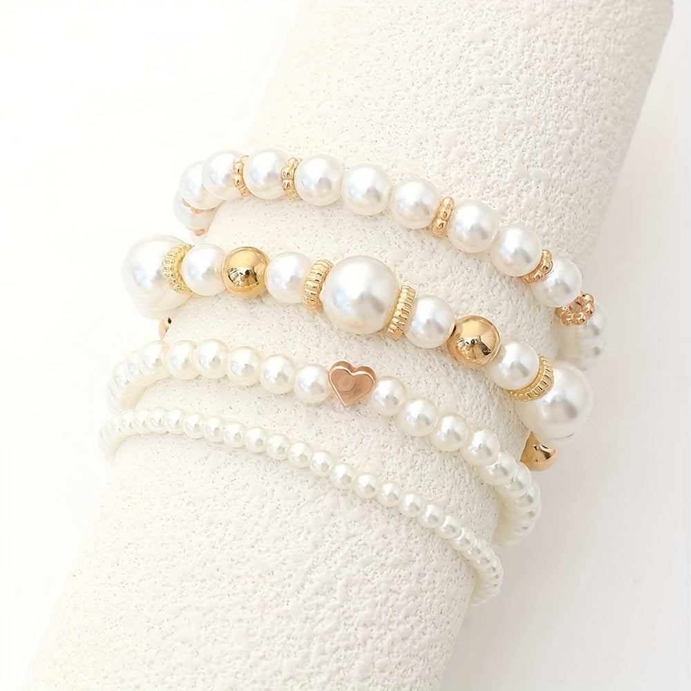Ensemble de bracelets élégants en forme de cœur avec perles
