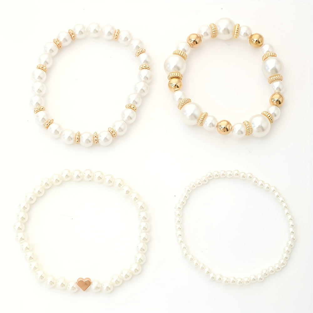 Ensemble de bracelets élégants en forme de cœur avec perles