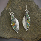 Boucles d'oreilles Feuille Mosaïque Bohème