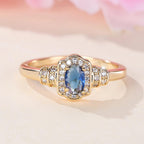 Bague en Cristal Halo de Saphir Héritage