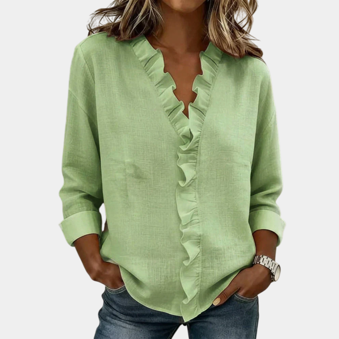Flavie | Blouse avec décolleté en V et volants délicats