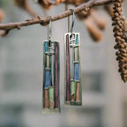 Boucles d'Oreilles Vintage en Argent Mozaic