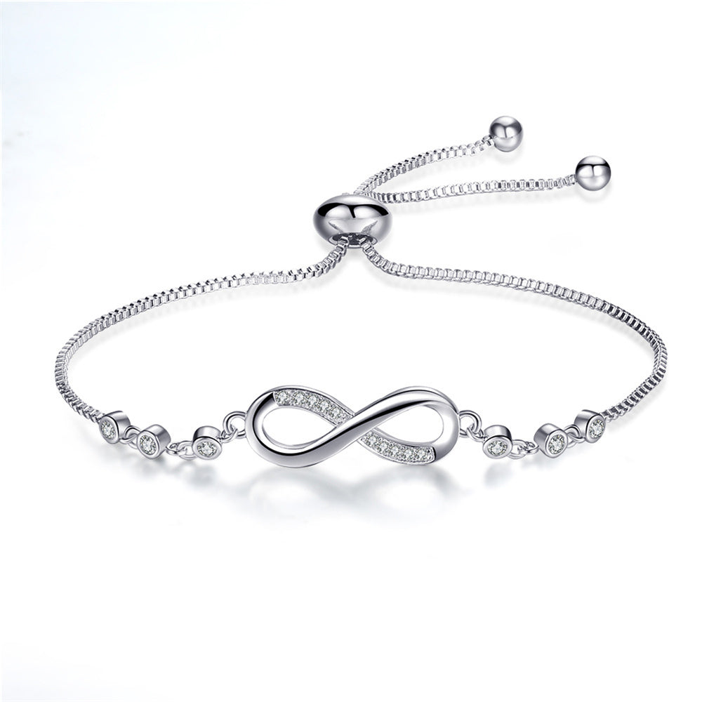 Bracelet chic ajustable en or rose en forme d'infini