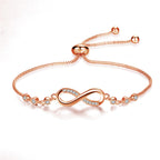 Bracelet chic ajustable en or rose en forme d'infini