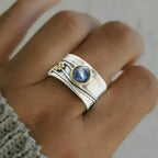 Bague de Méditation avec Pierres Précieuses Bohémienne