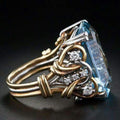 Bague en Or Laminé avec Zirconia Bleue Vintage