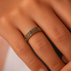 Bague Feuille de Zircon Bleu Exotique Fin