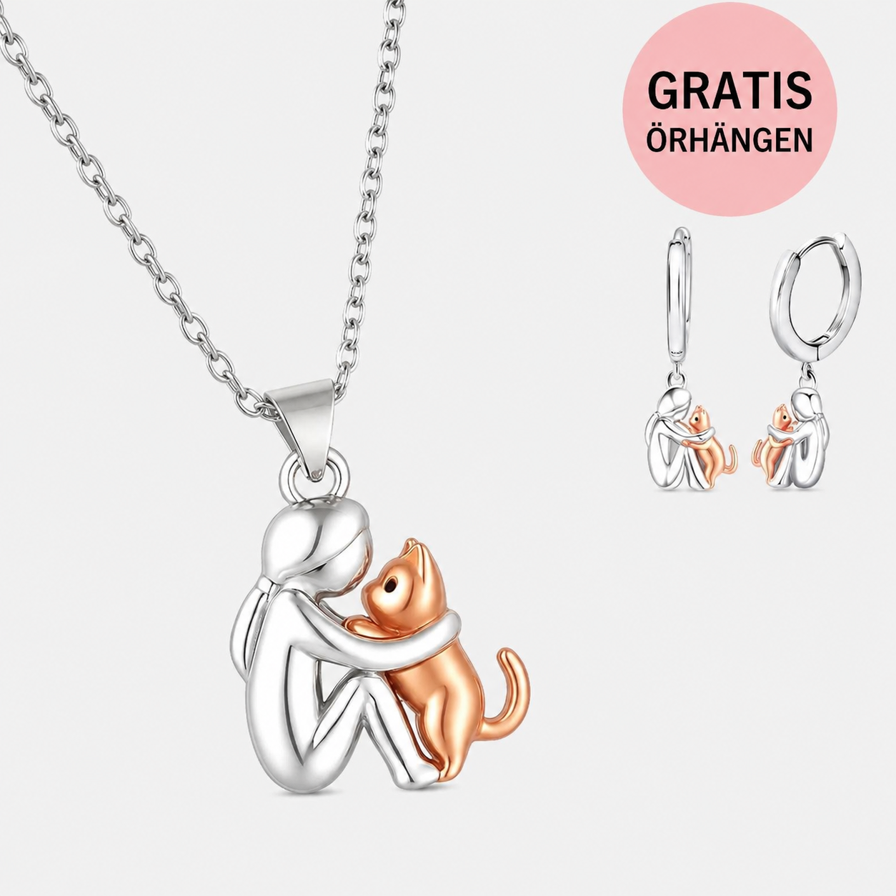 Collier Suspendu Katt Kram avec Boucles d'Oreilles Supplémentaires