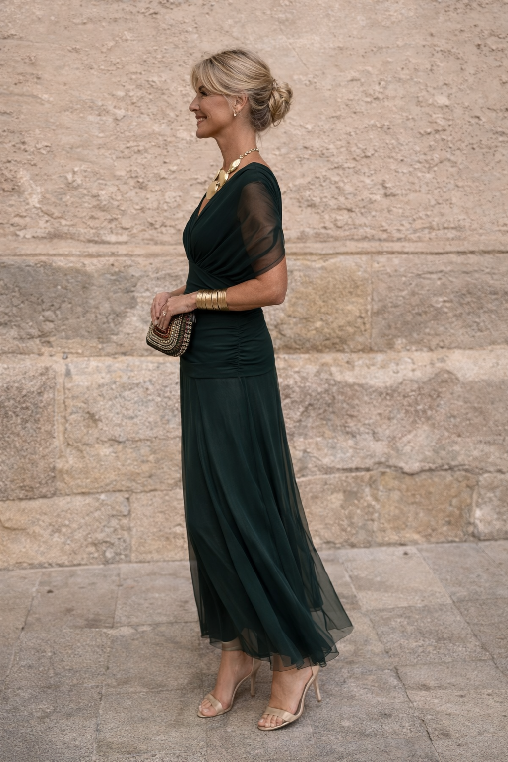 Robe maxi élégante pour soirée avec décolleté en cœur