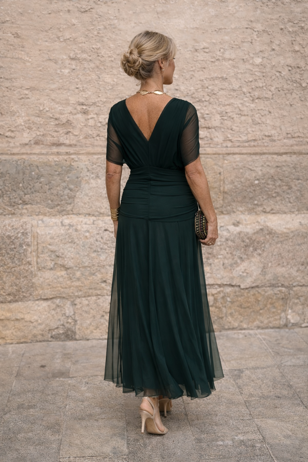 Robe maxi élégante pour soirée avec décolleté en cœur