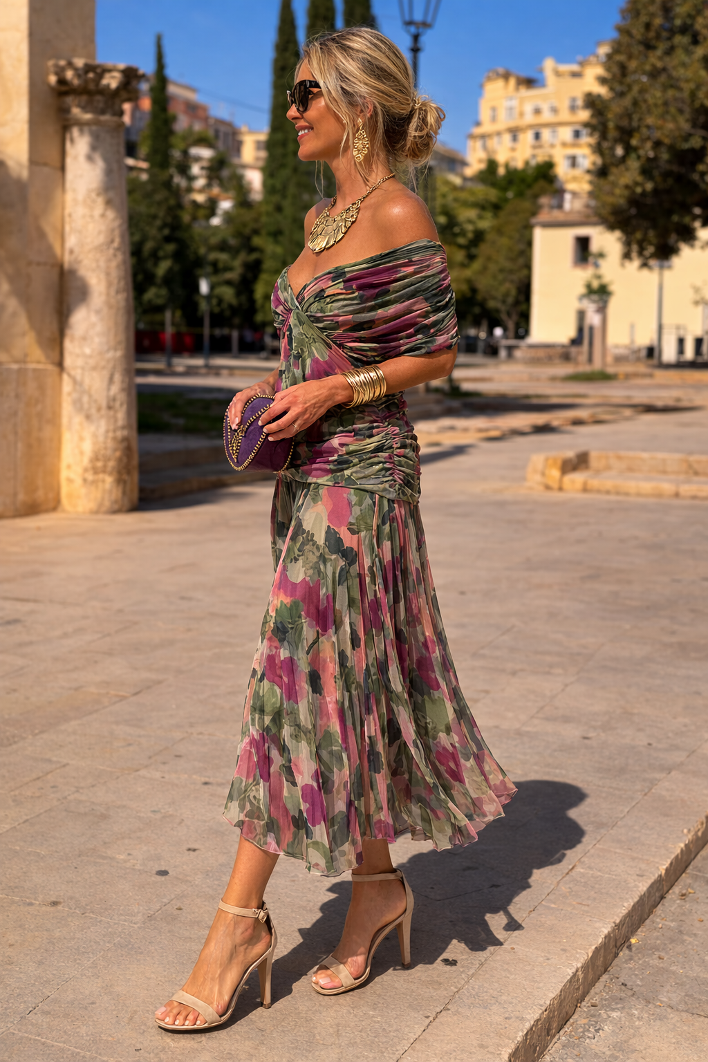 Robe maxi élégante pour soirée avec décolleté en cœur