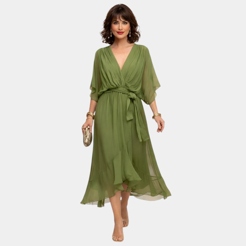 Carmen | Robe en chiffon avec décolleté en V