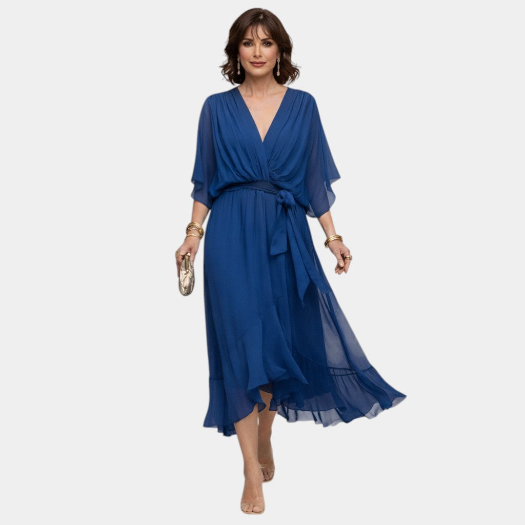 Carmen | Robe en chiffon avec décolleté en V