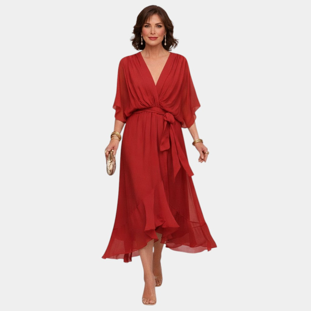 Carmen | Robe en chiffon avec décolleté en V