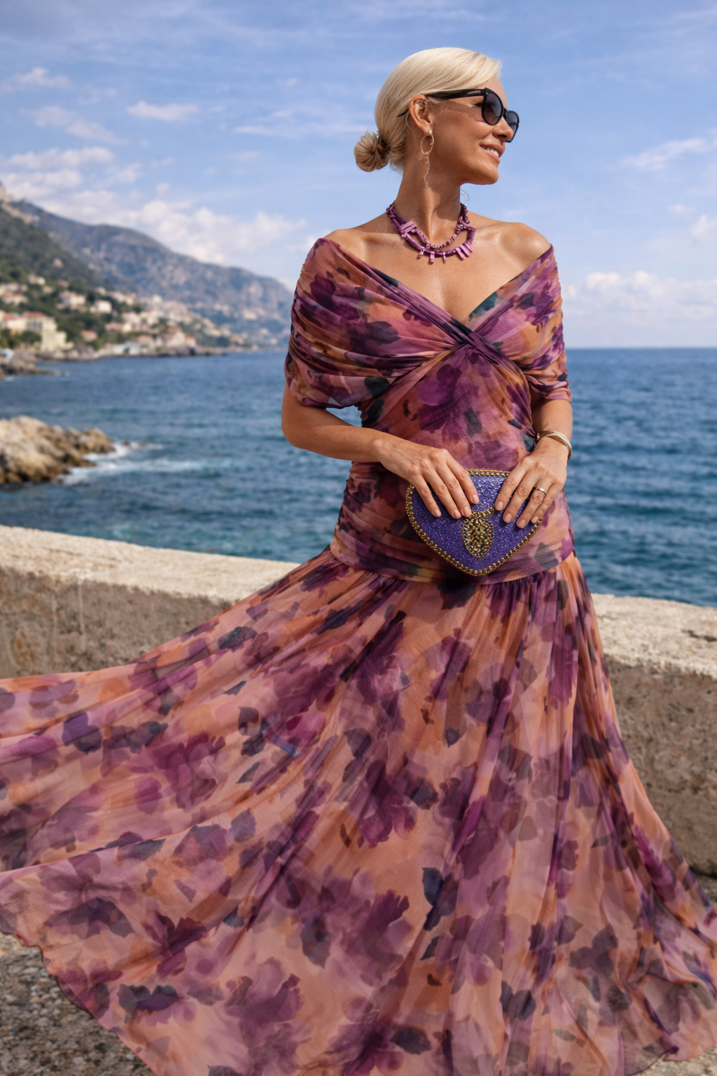 Robe maxi élégante pour soirée avec décolleté en cœur