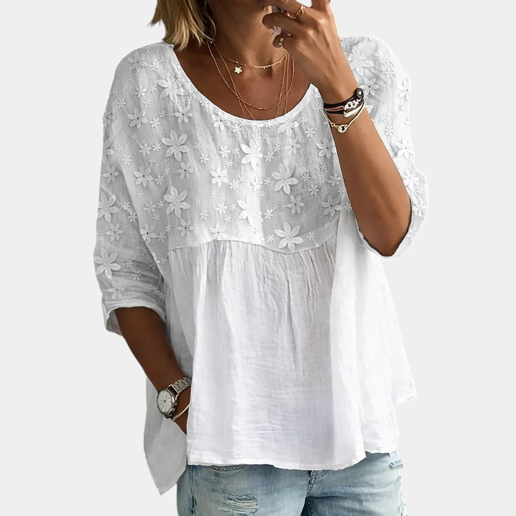 Laure | Blouse Brodée de Fleurs